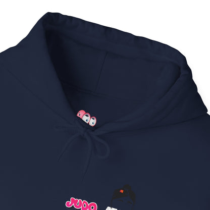 Judo Cartoon Lady Hoodie – Fun Graphic Martial Arts Sweatshirt | FunWearCode