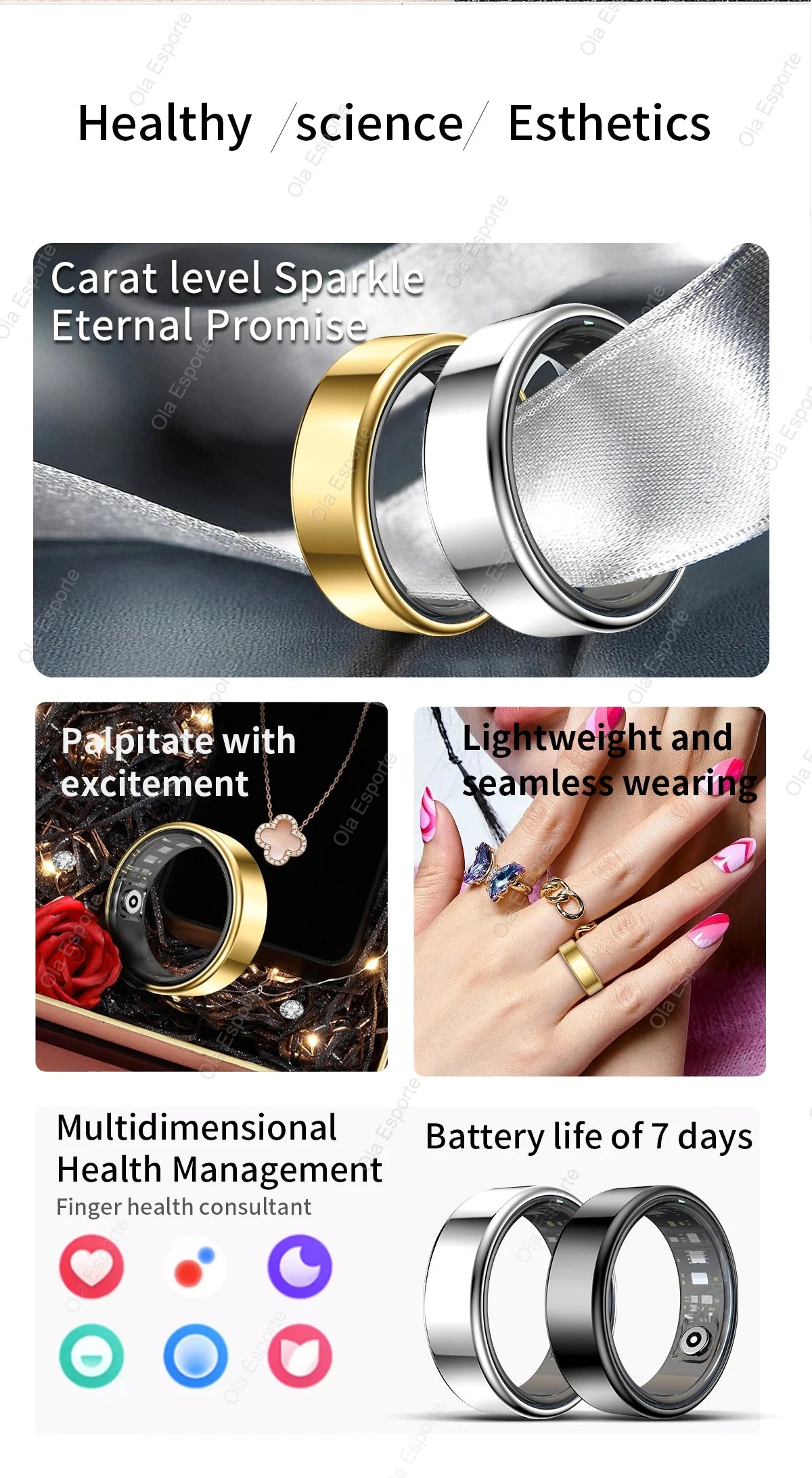 Smart Health Ring – Waterproof Fitness Tracker for Heart Rate, Sleep & Activity Monitoring