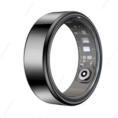 Smart ring with electronic components on a white background