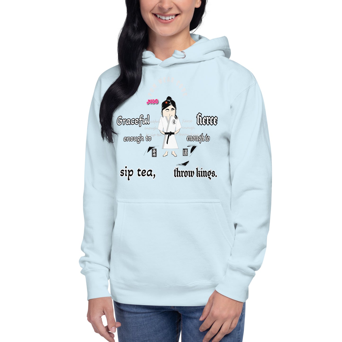 Judo Lady Graphic Cartoon Hoodie – Fun Martial Arts Sweatshirt | FunWearCode