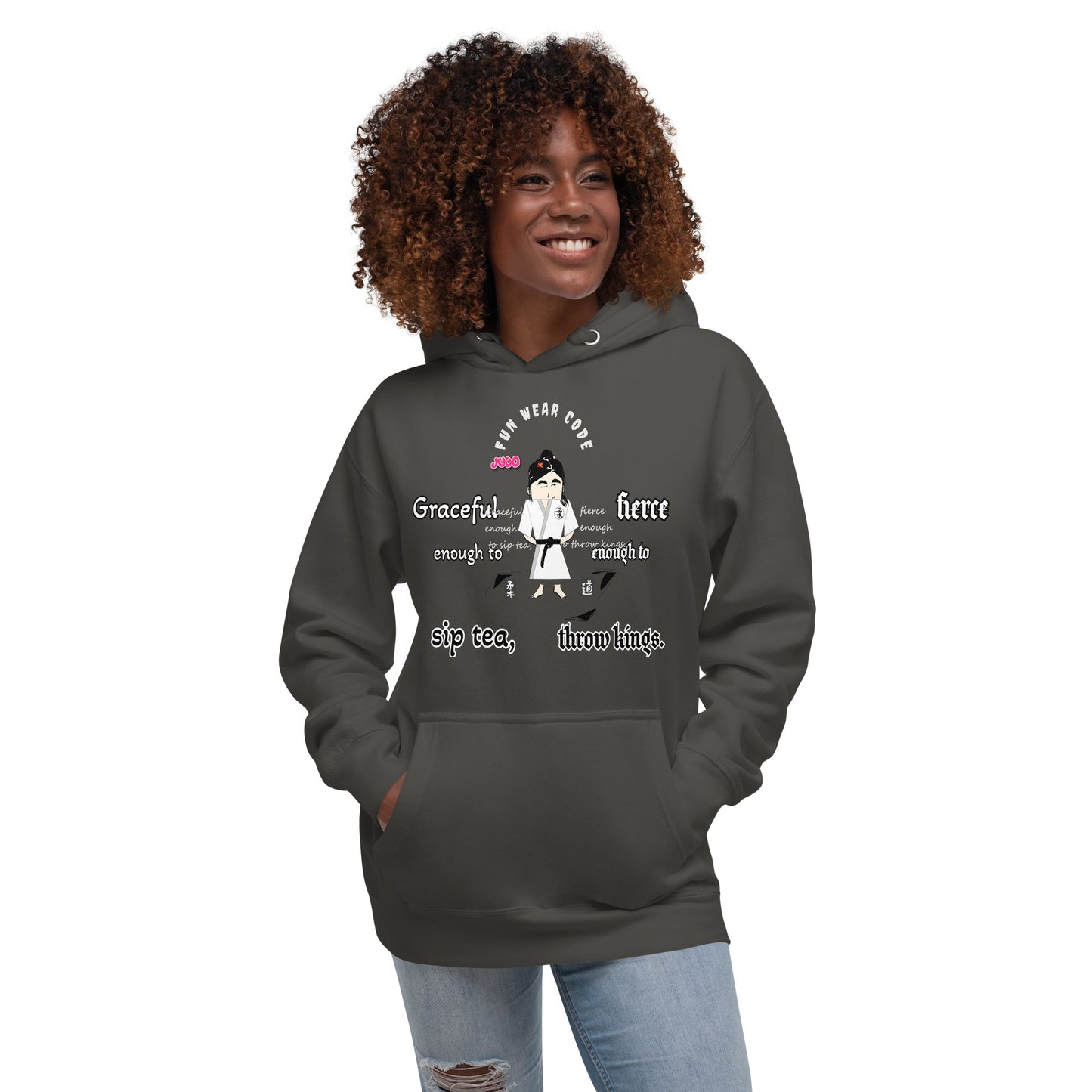 Judo Lady Graphic Cartoon Hoodie – Fun Martial Arts Sweatshirt | FunWearCode