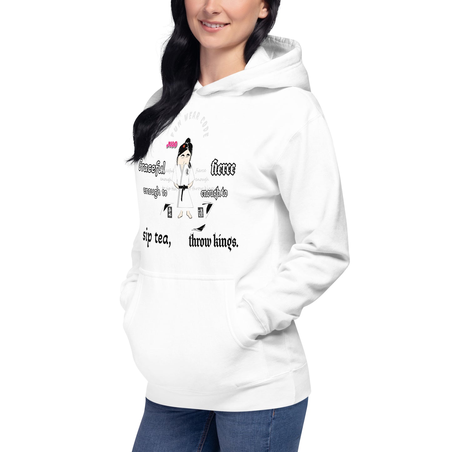 Judo Lady Graphic Cartoon Hoodie – Fun Martial Arts Sweatshirt | FunWearCode