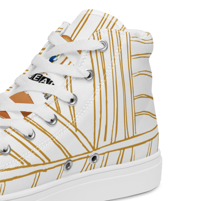 Men’s high top canvas shoes | Last ninja design (Yellow strip) | FunWearCode