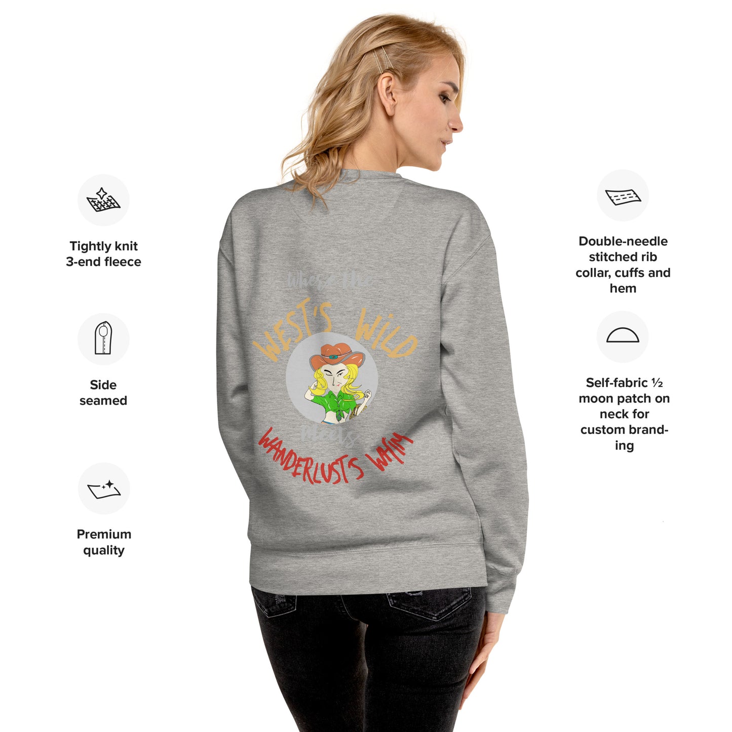 Premium Cozy Long Sleeve T-shirt – Classic Cowgirl Graphic Sweatshirt | FunWearCode