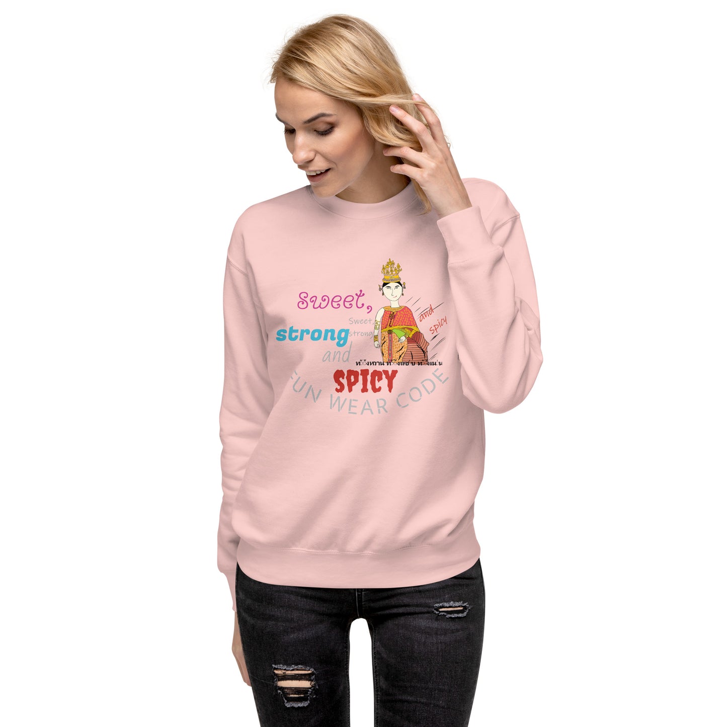 Premium Long Sleeve T-Shirt - Playful Thai Woman Graphic Tee | FunWearCode