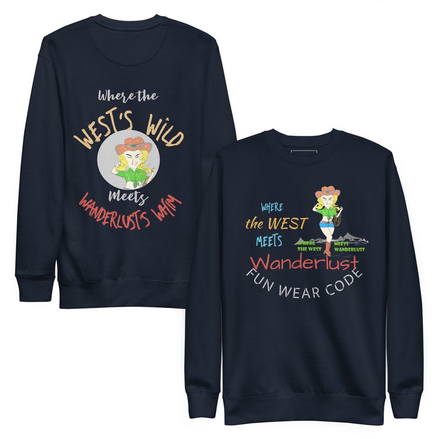 Premium Cozy Long Sleeve T-shirt – Classic Cowgirl Graphic Sweatshirt | FunWearCode