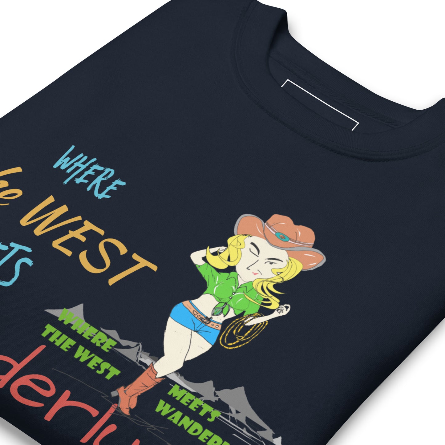 Premium Cozy Long Sleeve T-shirt – Classic Cowgirl Graphic Sweatshirt | FunWearCode